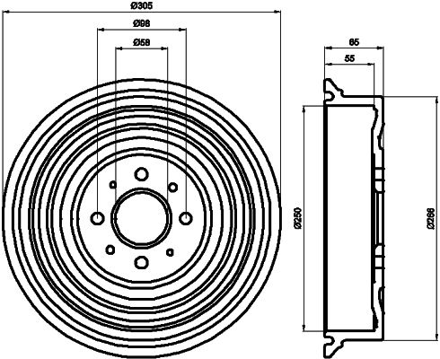 HELLA PAGID stabdžių būgnas 8DT 355 301-531